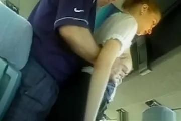 Young girl in sexy waitress outfit groped by old man on bus (18+) - porn video