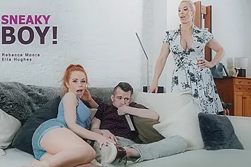 Ella Hughes Rebecca Moore in Sneaky Boy! - StepmomLessons - porn video