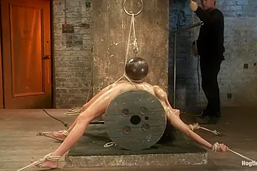 Sexy brunette experiences nipple torture, brutal crotch rope and extreme bondage. - porn video