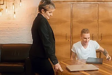 TUTOR4K. Mature woman with short haircut gives muff to younger man for sex (18+) - porn video