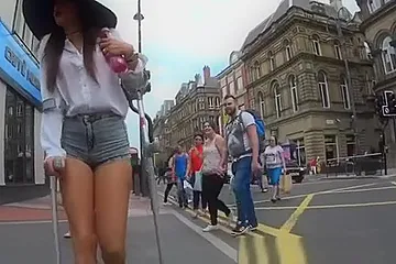 Injured woman in tight shorts - porn video