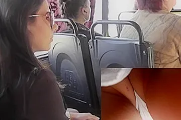 Very erotic upskirts (fake) on the Russian bus - porn video