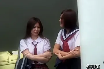 Double sharking attack with two Japanese schoolgirls being in the center of it (18+) - porn video