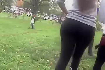 College teen with big ass in black leggings (18+) - porn video