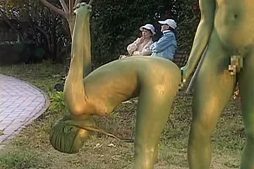 Cosplay Porn: Public Painted Statue Fuck part 2 - porn video