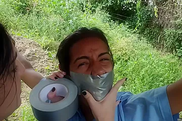 Rope Tied School Girl Duct Tape Wrap Gagged By Bully (18+) - porn video
