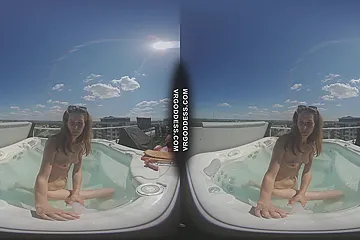 Rooftop Jacuzzi Private Moments With Model Josie Masturbating With Dildos In The Sun - porn video