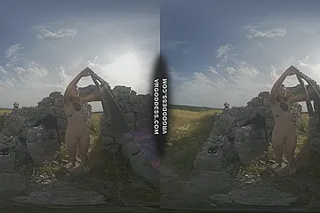 Hot Tattoo Model Brille Masturbating With Dildo And Hitachi Vibrator In Ancient Ruins Risky Public - porn video