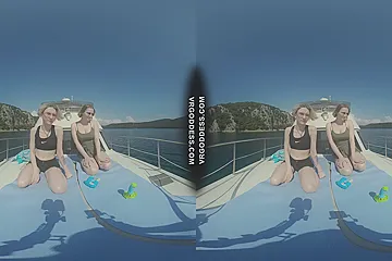 Ingrida And Diana Nude Sunbathing On A Yacht Vacation Playing With Bubbles - porn video