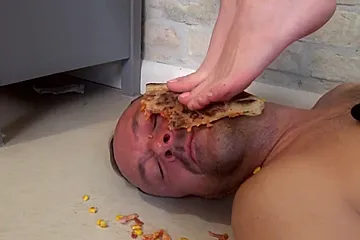 I trample a pizza on his face! Terror teenie sock face jumping and pizza face trampling! by Femdom Austria (18+) - porn video