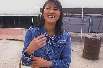 Asian sensation with nice tits rides the BangBus - BangBus - porn video