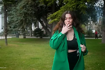 Beautiful Brunette Is Smoking Cork Strong Cigarettes - porn video