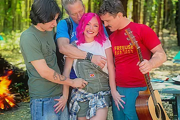 Gracie Gates & Robby Echo & Clarke Kent & Elias Cash in Share Your Girlfriend Camper Cutie Bathed in Cum - FreeuseFantasy - porn video