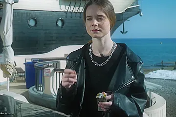 Smoking Strong Brown 120mm Cigarette Near The Beach - porn video
