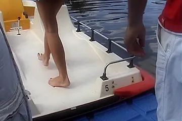 Blond sucks penis on a boat in full view of the town - porn video