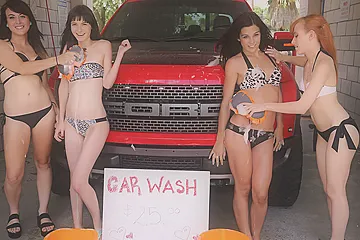 Car Wash! Chloe Skyy, Brooke Benson, Andi Page, & Lizzy Lamb - PublicHandjobs - porn video