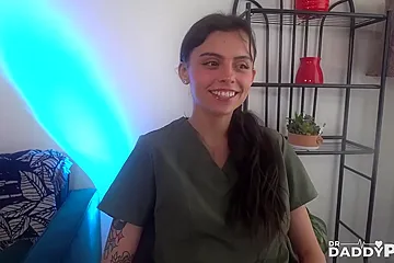Naughy Nurse Angel Gives Free Cock Inspection - porn video