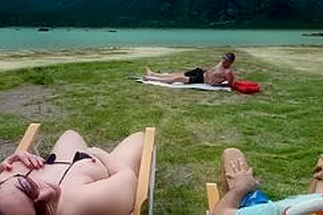Masturbates On The Beach In Front Of My Husband - porn video