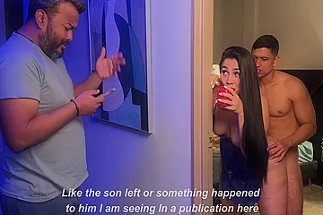 Angel Cruz And Sarah Black - Big Ass Stepmom Agrees To Share Bed With Stepson - porn video