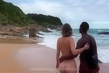 Luiz Casal Luar, Ary Casal Luar And Marlon Costa - Couple On A Nudist Beach Has Sex Outdoors With Black Man Full Video On Red - porn video