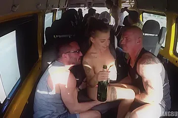 Gangbang Bus Fake Twins And Friends /2 - Brunette Rides Driver - porn video