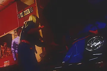 Tied up man gets used by a slutty blonde lady in red - porn video