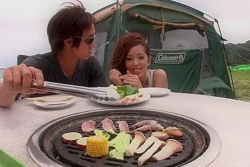 Asian couple having some freaky outdoor sex - porn video