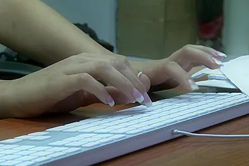 Long haired slut riding a dick on the office desk - porn video