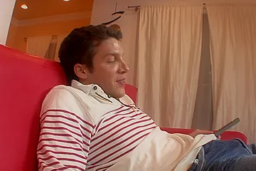Brunette stunning stepsister teases and gets a hard fuck on the couch - porn video