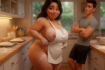Curvy Latina Bakes Naked Under Tiny Apron While Her Young Stepson Watches Every Move (ai Generated) (18+) - porn video