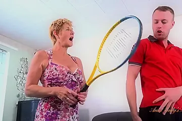 Big Tit 57yo Molly Fucks Her Tennis Instructor - Chris Cobalt - porn video