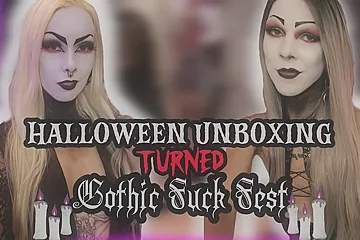 SARINAANDROBIN - Halloween Unboxing Turned Gothic Fuck Fest - porn video