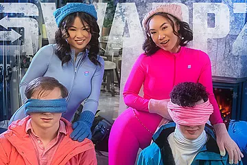 Our Pussy Withdrawal Ends With A Snowed-in Swap! With Josh Rivers, Kimmy Kimm And Lulu Chu - porn video